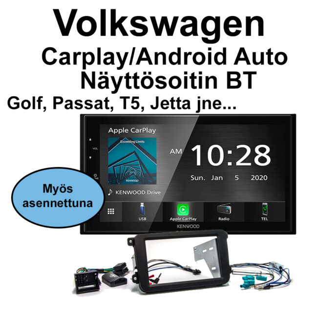 Volkswagen 2DIN Carplay/Android Auto soitin Golf, Passat, T5 jne...
