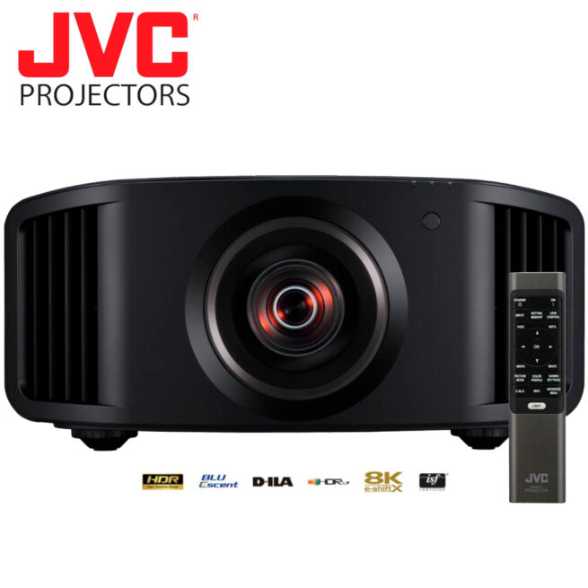 JVC DLA NZ8 tuotekuva JVC DLA-NZ8 8K/e-shiftX Laser-projektori, musta DLA-NZ8 D-ILA-projektori on maailman ensimmäinen kotiteatteriprojektori, jossa on täysiverinen 8K/60p ja 4K120p -yhteensopivuus. Se on varustettu JVC:n uudella 8K/e-shiftX-tekniikalla, joka toistaa kuvaa huimalla 8K-tasoisella terävyydellä. Kuvantuotosta vastaa kolme natiivin 4K-resoluution D-ILA-kennoa, korkealaatuinen 65 mm:n lasilinssi ja tehokas Laser-valonlähde (valovoima maksimissaan 2500 lumenia). BLU-Escent-laserdiodivalonlähde auttaa osaltaan projisoimaan kuvaa, joka tuntuu poikkeuksellisen aidolta. HDR10+ -yhteensopiva projektori tarjoaa alan johtavaa HDR-suorituskykyä - ja tottakai, mustan taso ja kuvan elävyys ovat JVC:lle ominaiseen tapaan todella kokemisen arvoisia.