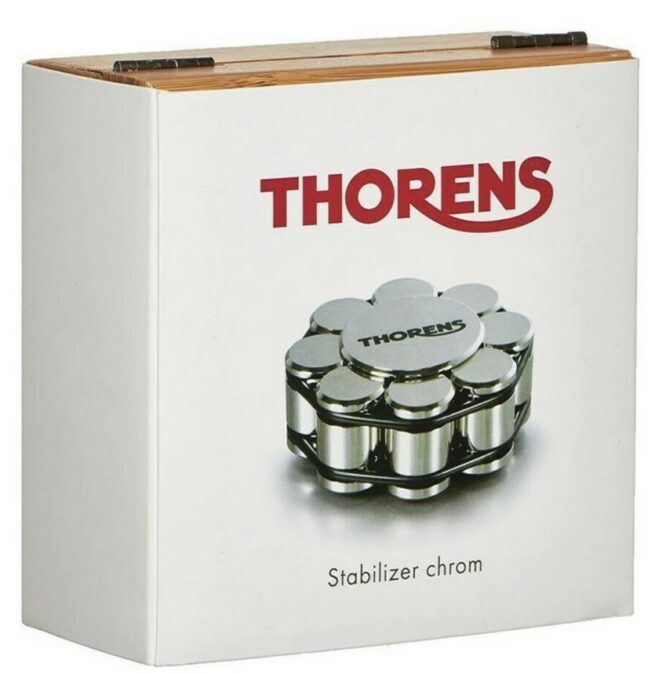 Thorens Stabilizer 03 Thorens Stabilizer - Vakautuspaino Vakautuspaino jolla voidaan ehkäistä levyn huojuntaa ja parantaa neulaseurantaa. Paino 550g. Toimitetaan tyylikkäässä puulaatikossa.
