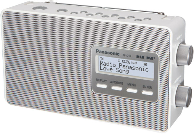 panasonic rf d10eg valkoinen 2 Panasonic RF-D10EG-W Paristokäyttöinen matka/pöytäradio Tyylikäs kannettava RDS-RADIO, Verkkovirta- tai paristokäyttöinen. 10 muistipaikkaa, Helppolukuinen valaistu LCD-näyttö. Näyttää myös paristojen varaustason.