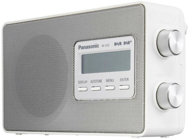 panasonic rf d10eg valkoinen 3 Panasonic RF-D10EG-W Paristokäyttöinen matka/pöytäradio Tyylikäs kannettava RDS-RADIO, Verkkovirta- tai paristokäyttöinen. 10 muistipaikkaa, Helppolukuinen valaistu LCD-näyttö. Näyttää myös paristojen varaustason.