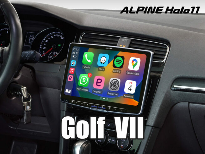 Radiokulma.fi Alpine iLX F115D G7 HALO soitin tuotekuva Alpine iLX-F115D-G7 11″ multimediasoitin VW Golf 7 XXL-kokoisella 11″ näytöllä oleva multimediasoitin langattomalla Apple CarPlay:llä sekä mm. sisäänrakennetulla TIDAL-integroinnilla. Volkswagen Golf VII 08/2013 – 02/2017 Ei yhteensopiva: VW Golf Sportsvan, VW e-Golf, VW Golf GTE ja autot, joissa Active Info Display näyttö mittaristossa ja/tai Dynaudio Sound System  