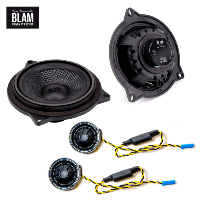 BLAM BM 100 NS pari radiokulma.fi BLAM BM 100 NS BMW Fit In 4" Erillissarja BMW Plug & Play erillissarja. Keskiääninen, lasikuituvahvistetulla komposiittirungolla oleva kaiutin, istuu suoraan alkuperäisen kaiuttimen paikalle, eikä vaadi mitään muokkauksia auton rakenteisiin tai johdotuksiin. Diskantteina BLAM luottaa neutraaleihin ja rasittamattomiin kangaskalottidiskantteihin, jotka midien lailla on helppo asentaa ja diskantit sopivat suoraan bemarin alkuperäisten diskanttien tilalle.