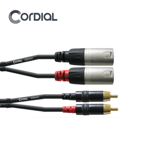 Cordial CFU MC radiokulma.fi Cordial CFU MC RCA - XLR Kaksoiskaapeli Kaksoiskaapeli jossa XLR uros ja RCA uros liittimet. Cordialilta löytyy ratkaisu häiriöttömään signaalinsiirtoon esim. aktiivikaiuttimien ja esivahvistimen tai mikserin kytkemiseen. Värikoodatut liittimet auttavat erottamaan vasemman ja oikean kanavan toisistaan. REAN by Neutrik liittimet (2 x XLR, 2 x RCA) ovat korkealaatuisia ja kokometallisia, kestäviä liittimiä ja kestävät monta kytkentäsykliä. Spiraalinen suojakuori eristää kaapelia häiriöiltä ja takaa puhtaamman signaalin.