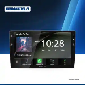 Kenwood DMX80AXS -multimediasoitin edestä, näytössä Apple CarPlay -valinta