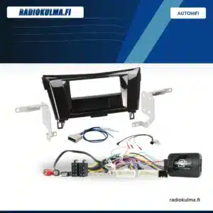 Nissan Qashqai J11 Acenta 2014–2017 1-DIN / 2-DIN asennuskitti ja mukana toimitettavat asennusosat.