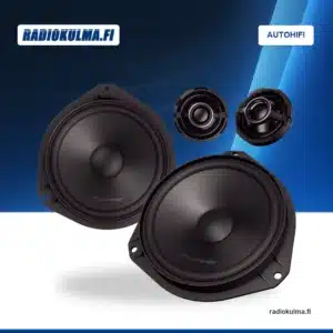 Pioneer TS-Q160C-FT -erillissarjan kaksi mustaa midbassokaiutinta ja kaksi diskanttikaiutinta.