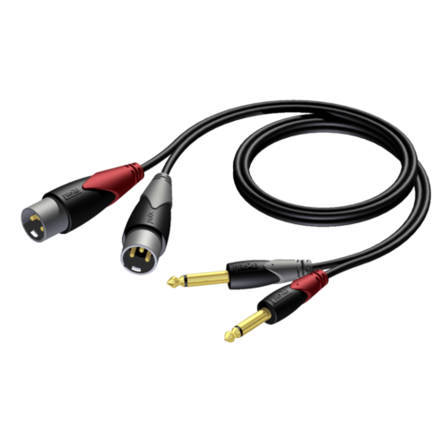 Procab CLA708, 2x6.3mm (u) - 2xXLR (u) Adapterikaapeli