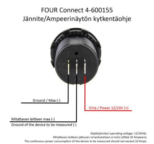 FOUR Connect 4-600155  jännite/ampeerinäyttö 12/24Vdc - Image 2