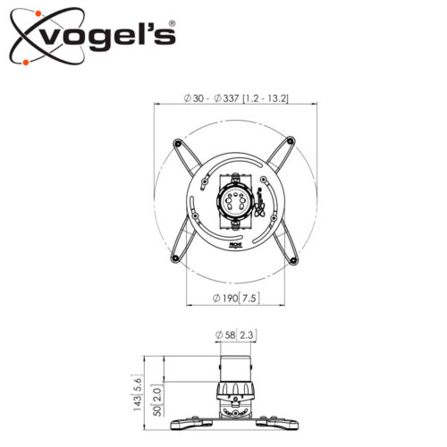 Vogel's PPC 1500 -projektorin kattokiinnike, maks. 20 kg - Image 3