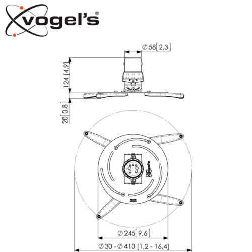 Vogel's PPC 2500 -projektorin kattokiinnike, maks. 30 kg - Image 3