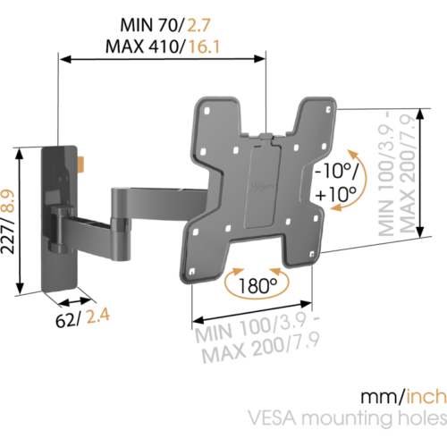 Vogels Wall 2145 VESA 200 Nivelletty tv teline