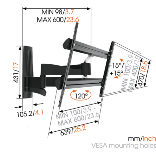 Vogels Wall 2350 VESA 400 Vapaasti liikkuva teline