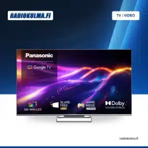 Panasonic TN-86W97CE6S QD-Mini LED Google TV edestä kuvattuna.