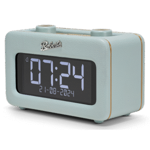 Roberts Revival Rest Duck Egg ‑versio, jossa näkyy suuri LCD‑näyttö ja ohjaimet