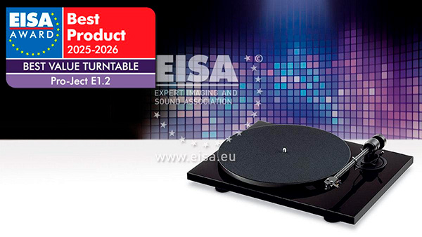 Pro-Ject E1.2. EISA 2025-2026 palkittu levysoitin.