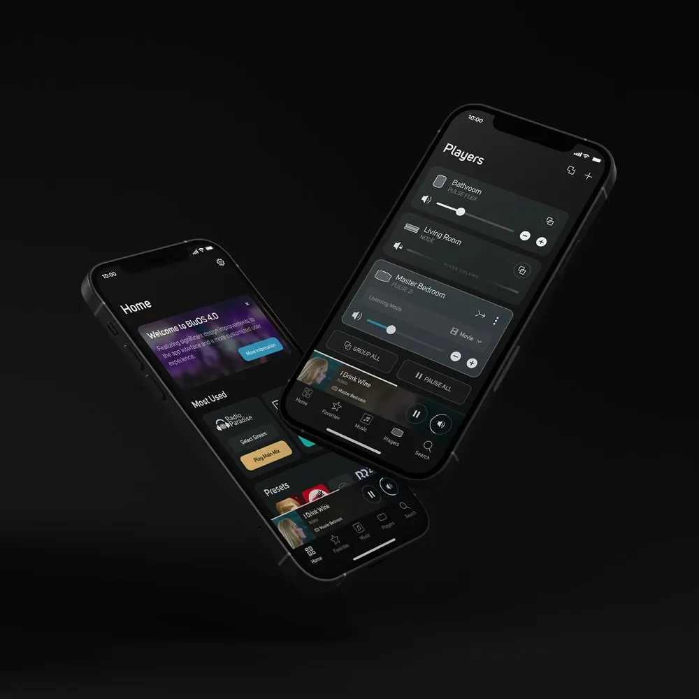 Bluesound OS esimerkkikuva aplikaatiosta.