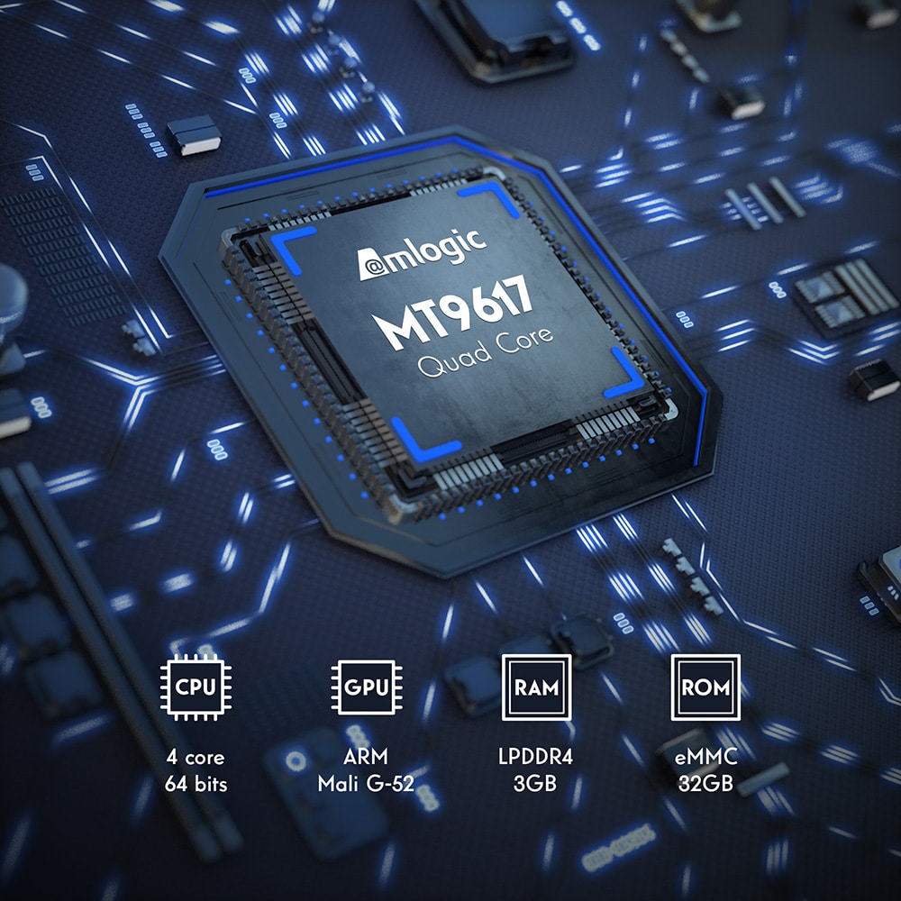 Thomson OLED Google TV – MT9617 Quad Core -suoritin, Mali-G52 GPU, 3 GB RAM, 32 GB tallennus.