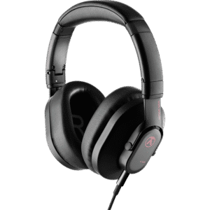 Austrian Audio Hi-X20 suljetut studiokuulokkeet, etuviistosta kuvattuna, musta taittuva rakenne.