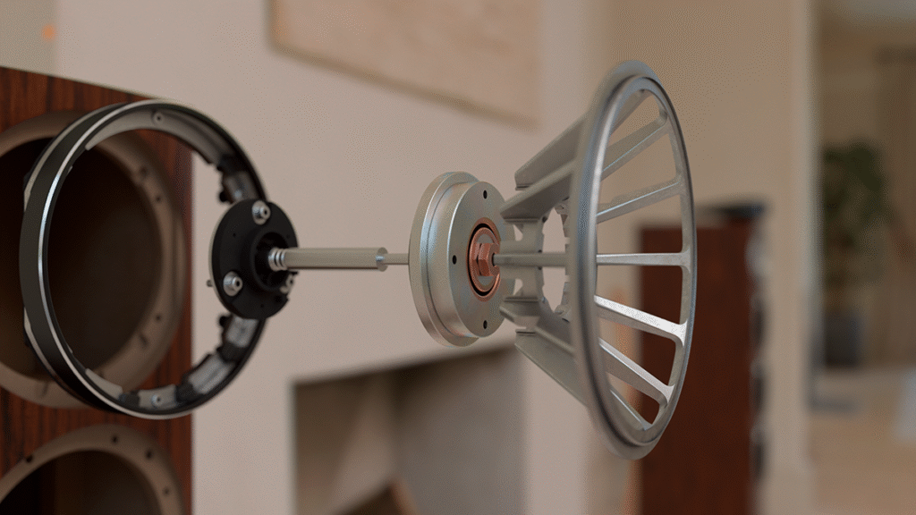 Bowers & Wilkins 702 S3 Continuum-keskialueelementin ja rungon räjäytyskuva