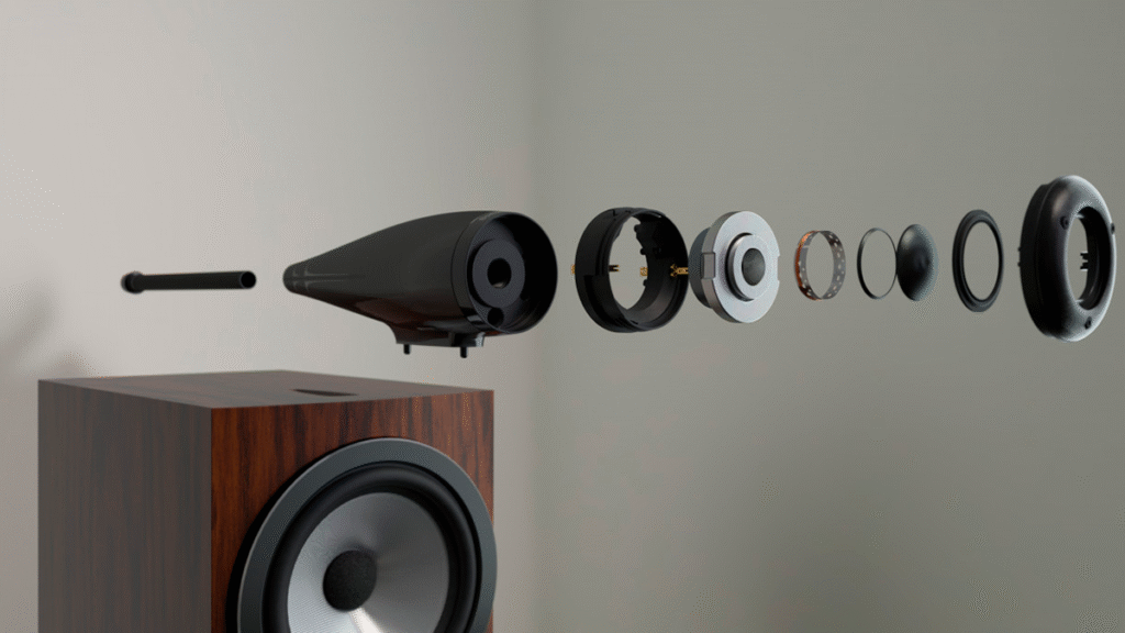 Bowers & Wilkins 705 S3 Solid Body Tweeter-on-Top -diskantin räjäytyskuva