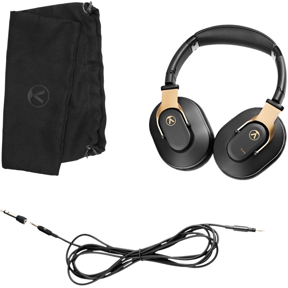 Austrian Audio Hi-X18 Gold kuulokkeet, kuljetuspussi ja irrotettava 3,5 mm kaapeli.