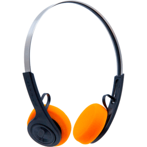We are rewind EQ-001 Bluetooth-retrokuulokkeet oransseilla pehmusteilla, ohut metallisanka
