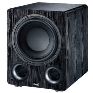 Magnat Alpha RS 12 aktiivisubwoofer musta etuviistosta 12 tuuman bassoelementti