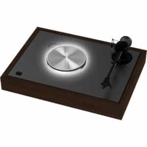 Pro-Ject CEVOSUB alumiininen apulautanen asennettuna The Classic Evo -levysoittimeen, parantaa käyntivakautta ja nopeustarkkuutta