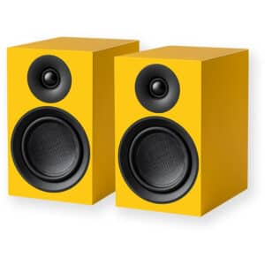 Pro-Ject Speaker Box 5 E Carbon keltainen 5" hiilikuitukartioinen kirjahyllykaiutinpari, 4 ohmia ja 65 Hz alaraja.