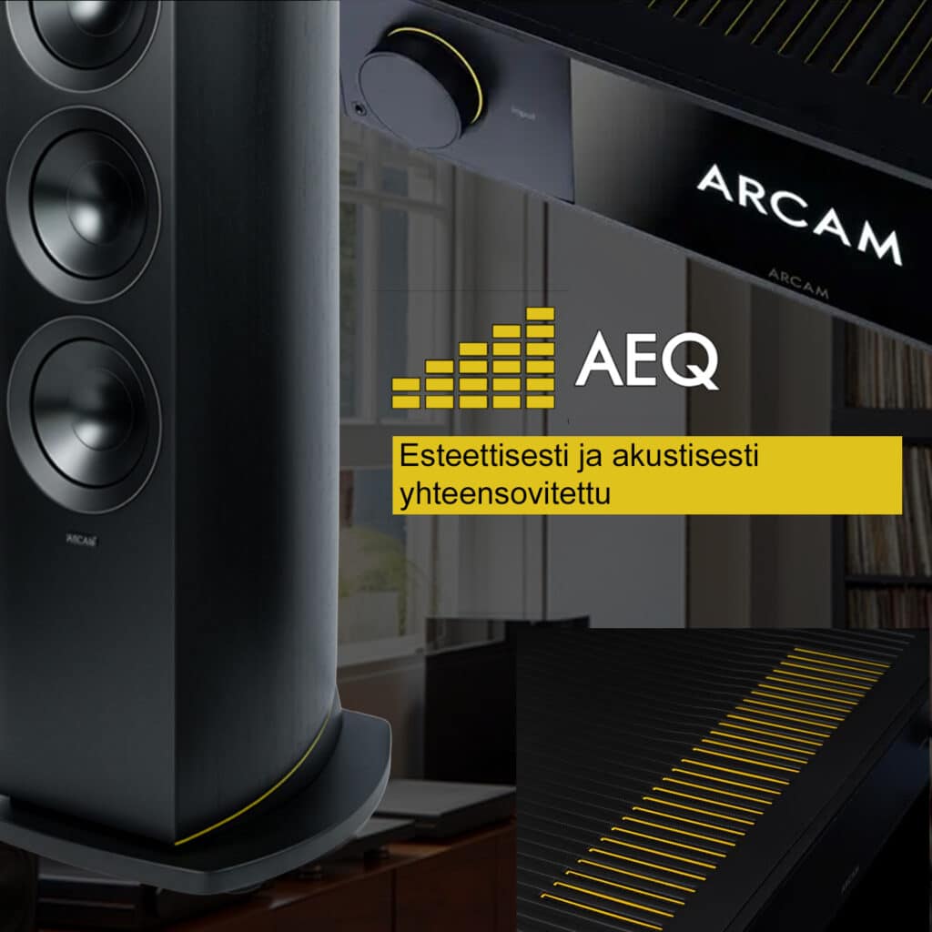 AEQ optimisaatio ja visuaalinen yhteensovitus Arcam stereo- ja kotiteatterivahvistimiin.