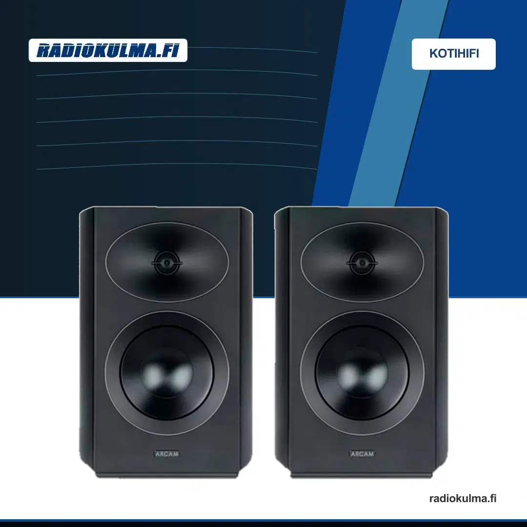 Arcam Radia R15 jalustakaiutinpari Black Walnut etuviistosta kuvattuna.