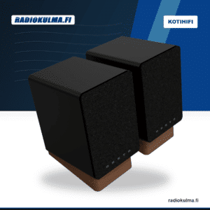 Onkyo GX-10DB musta aktiivikaiutinpari viistosta kuvattuna