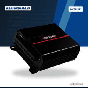 SounDigital 800.4 XP autovahvistin etuviistosta liitinpää näkyvissä.