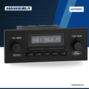 RetroSound Dallas Ford F-Truck 1985-1986 -autoradio mustalla Ford-tyylisellä etupaneelilla Radiokulma.fi-pääkuvassa.