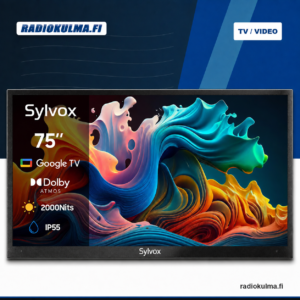 Radiokulma Verkkokauppa - Etusivu 14 Sylvox Pergola Pro 2.0 75 tuuman 4K Google Full Sun Terassi TV Radiokulma.fi-tuotekuvassa.