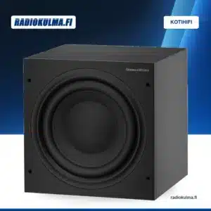 Bowers & Wilkins ASW610 aktiivisubwoofer värissä musta, kuvattuna etuviistosta ilman etuverkkoa.