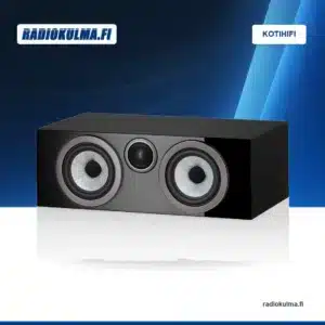 Bowers & Wilkins HTM72 S3 keskikaiutin värissä kiiltävä musta, kuvattuna etuviistosta ilman etuverkkoa.