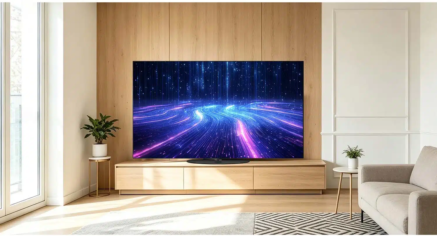 Panasonic Z85C OLED Google TV vaaleassa olohuoneessa