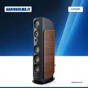 Canton Reference Alpha 1 Midnight Blue -lattiakaiutin pähkinäpuusivuilla