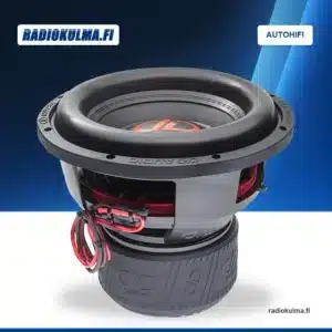 DD AUDIO 712g -autosubwoofer etuviistosta, kartio, runko ja magneettirakenne näkyvissä.