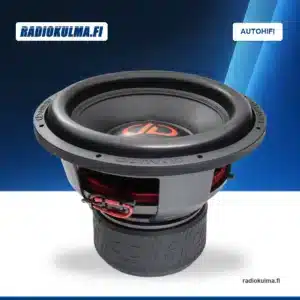 DD AUDIO 715g -autosubwoofer etuviistosta, kartio, korkea yläripustus, runko ja magneettirakenne näkyvissä.