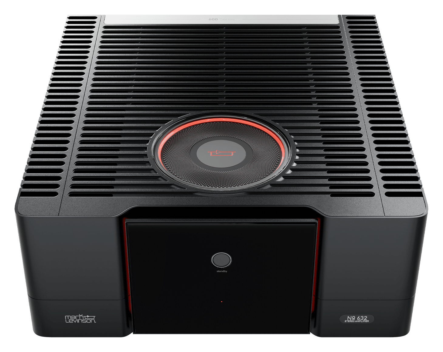 Mark Levinson № 632 dual-monaural-päätevahvistin kokonaisena etuviistosta