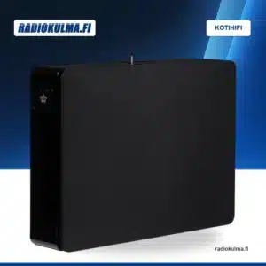 REL Planar PL-2 -subwooferin musta versio etuviistosta kangassuojalla.
