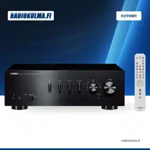 Musta Yamaha A-S301 ja kaukosäädin valmistajan tuotekuvassa.