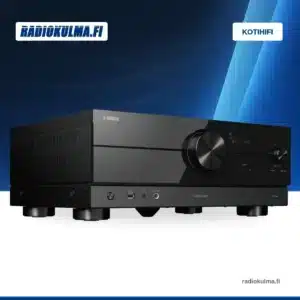 Musta Yamaha RX-A2A -AV-vahvistin etuviistosta.